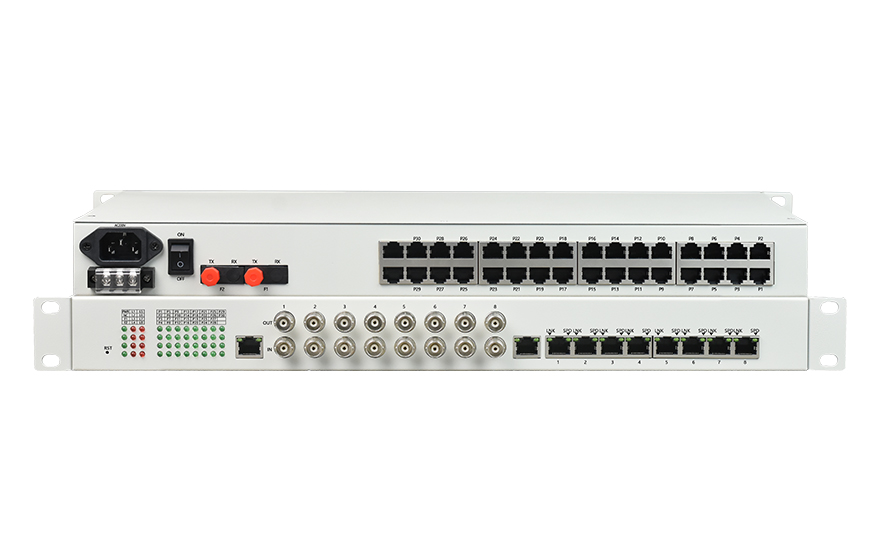 飛暢科技-32路電話+8E1+8FE物理隔離（1+1光備份，19英寸）電話光端機