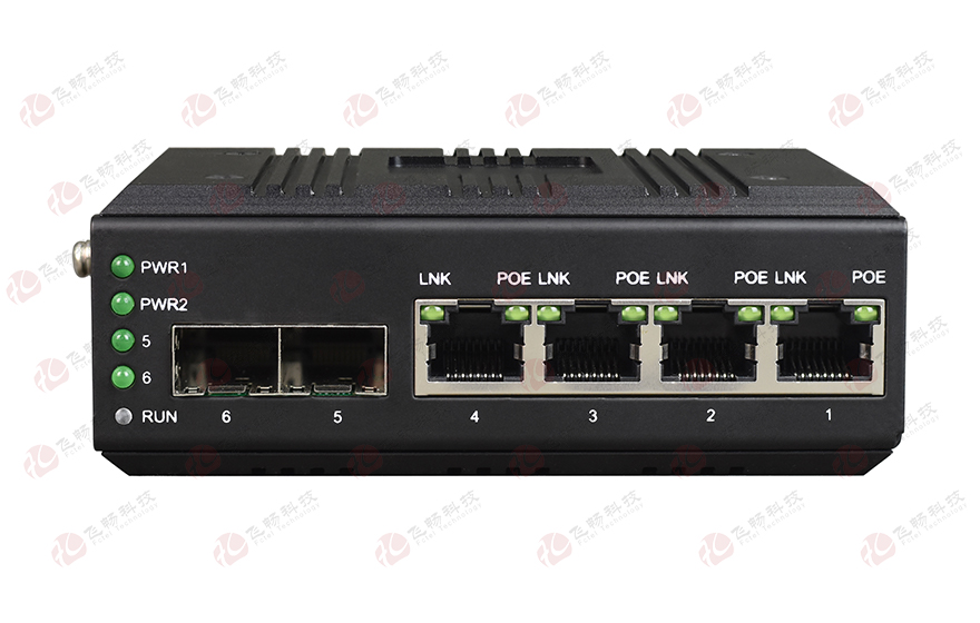 飛暢科技-mini工業軌式 管理型帶RSTP環網 2光4電
